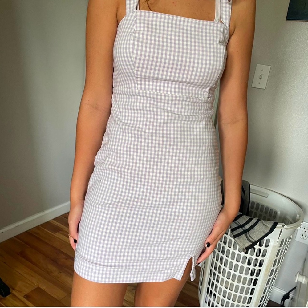 Hollister Lavender Checkered Mini Dress